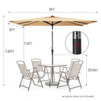 6" Tan Polyester Rectangular Tilt Market Patio Umbrella