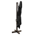 13' Black Polyester Rectangular Tilt Cantilever Patio Umbrella with Stand