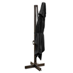13' Black Polyester Rectangular Tilt Cantilever Patio Umbrella with Stand