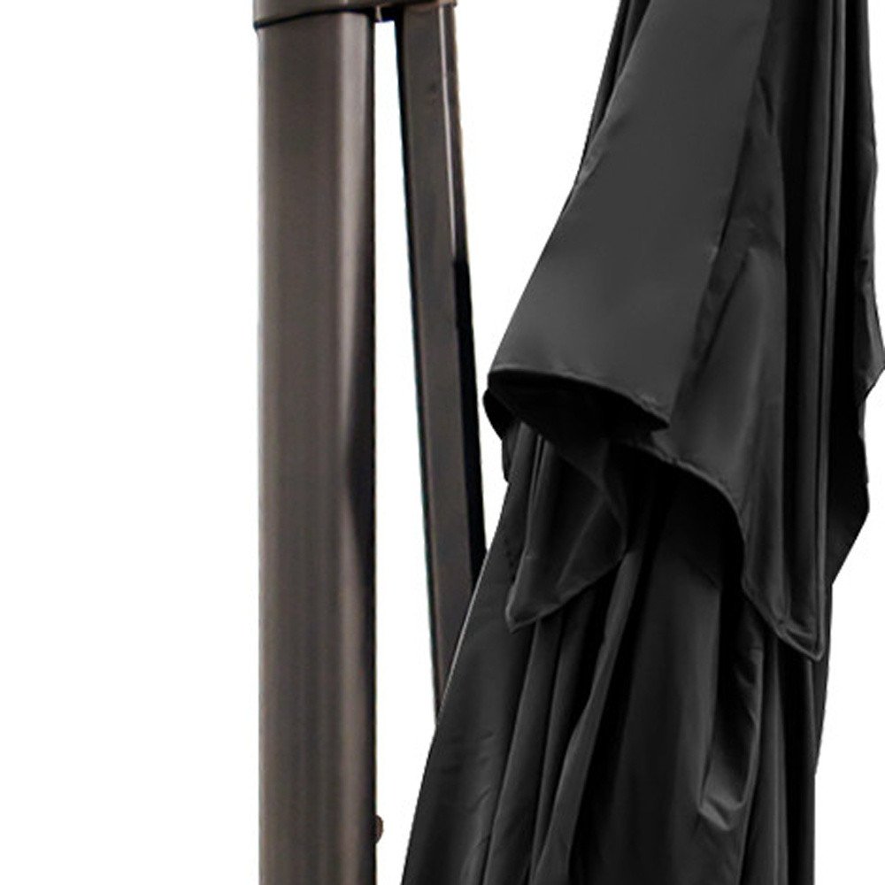13' Black Polyester Rectangular Tilt Cantilever Patio Umbrella with Stand