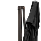 13' Black Polyester Rectangular Tilt Cantilever Patio Umbrella with Stand