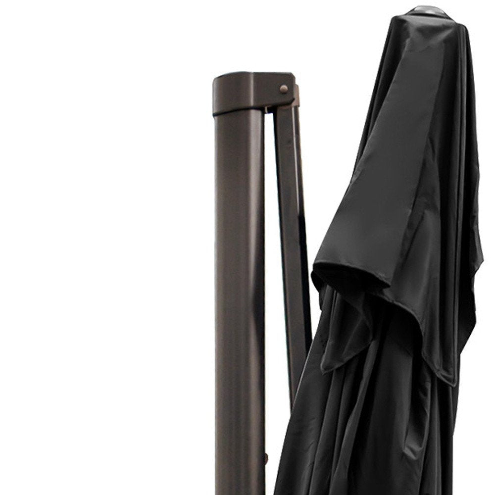 8" Black Polyester Rectangular Tilt Cantilever Patio Umbrella with Stand
