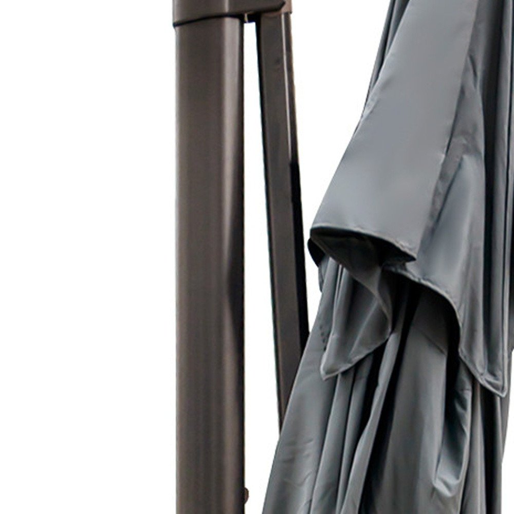 13' Gray Polyester Rectangular Tilt Cantilever Patio Umbrella with Stand