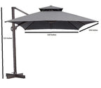 13' Gray Polyester Rectangular Tilt Cantilever Patio Umbrella with Stand