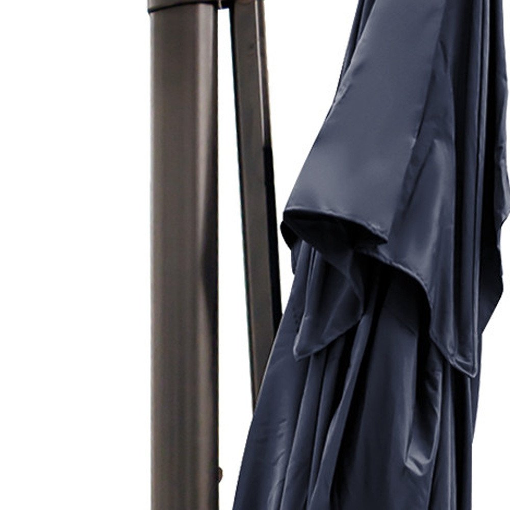 13' Navy Blue Polyester Rectangular Tilt Cantilever Patio Umbrella with Stand