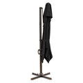 10' Black Polyester Square Tilt Cantilever Patio Umbrella with Stand