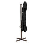 10' Black Polyester Square Tilt Cantilever Patio Umbrella with Stand