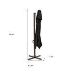 10' Black Polyester Square Tilt Cantilever Patio Umbrella with Stand