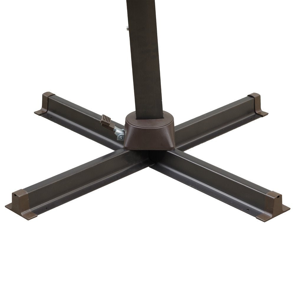 10' Gray Polyester Square Tilt Cantilever Patio Umbrella with Stand