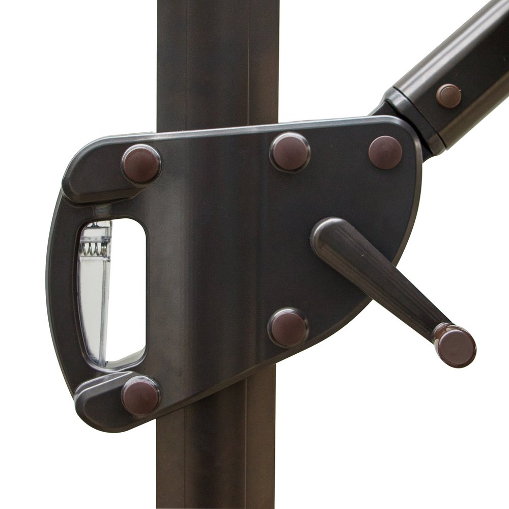 10' Gray Polyester Square Tilt Cantilever Patio Umbrella with Stand