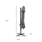 10' Gray Polyester Square Tilt Cantilever Patio Umbrella with Stand