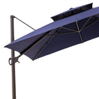 11' Navy Blue Polyester Round Tilt Cantilever Patio Umbrella with Stand