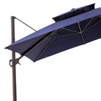 11' Navy Blue Polyester Round Tilt Cantilever Patio Umbrella with Stand