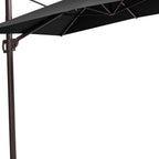 11' Black Polyester Round Tilt Cantilever Patio Umbrella with Stand