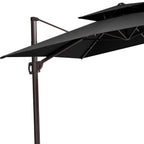 11' Black Polyester Round Tilt Cantilever Patio Umbrella with Stand