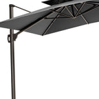 11' Gray Polyester Round Tilt Cantilever Patio Umbrella with Stand