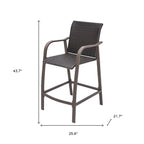 Set of Two 28" Brown Aluminum Outdoor Counter Height Bar Chairs