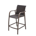 Set of Two 28" Brown Aluminum Outdoor Counter Height Bar Chairs