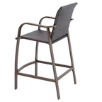 Set of Two 28" Brown Aluminum Outdoor Counter Height Bar Chairs