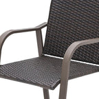 Set of Two 28" Brown Aluminum Outdoor Counter Height Bar Chairs