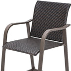 Set of Two 28" Brown Aluminum Outdoor Counter Height Bar Chairs