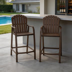 Set of Two 28" Brown Aluminum Outdoor Bar Height Chairs