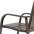 Set of Two 28" Brown Aluminum Outdoor Bar Height Chairs
