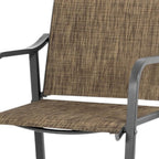 Set of Two 28" Gray and Brown Steel Outdoor Bar Height Chairs