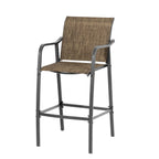 Set of Two 28" Gray and Brown Steel Outdoor Bar Height Chairs