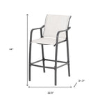 Set of Two 28" Gray Steel Outdoor Bar Height Chairs