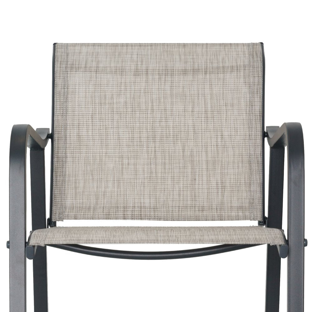 Set of Two 28" Gray Steel Outdoor Bar Height Chairs