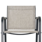 Set of Two 28" Gray Steel Outdoor Bar Height Chairs