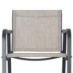 Set of Two 28" Gray Steel Outdoor Bar Height Chairs
