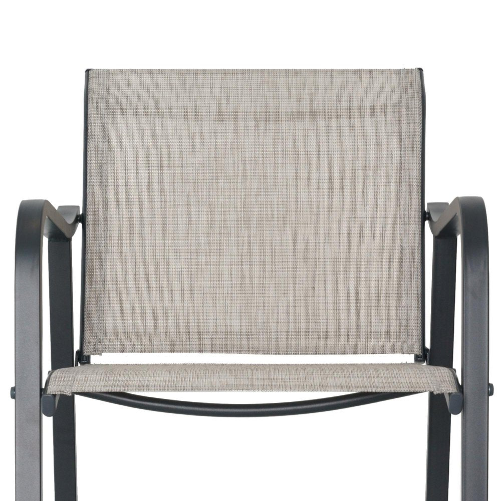 Set of Two 28" Gray Steel Outdoor Bar Height Chairs