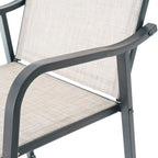 Set of Two 28" Gray Steel Outdoor Bar Height Chairs