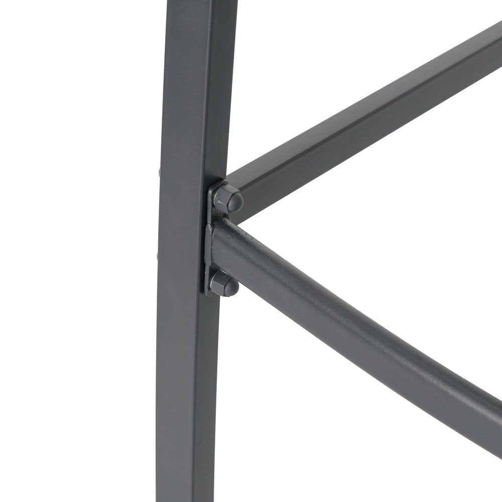 Set of Two 28" Gray Steel Outdoor Bar Height Chairs