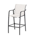 Set of Two 28" Gray Steel Outdoor Bar Height Chairs