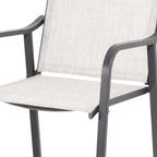 Set of Two 28" Gray Steel Outdoor Bar Height Chairs