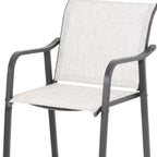 Set of Two 28" Gray Steel Outdoor Bar Height Chairs