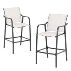 Set of Two 28" Gray Steel Outdoor Bar Height Chairs