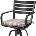 Set of Two 30" Black and Off White Aluminum Swivel Outdoor Bar Height Chairs