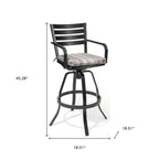 Set of Two 30" Black and Off White Aluminum Swivel Outdoor Bar Height Chairs