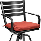 Set of Two 30" Black and Red Aluminum Swivel Outdoor Bar Height Chairs