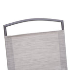 Set of Four 35" Brown Steel Sling Outdoor Folding Arm Chairs