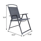 Set of Four Gray Woven Metal Sling Outdoor Folding Dining Chairs