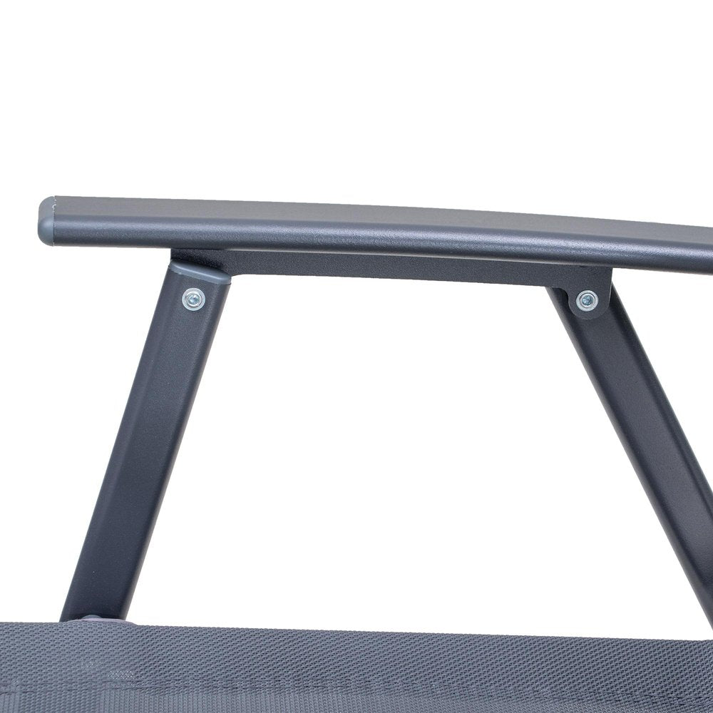 Set of Four Gray Woven Aluminum Sling Outdoor Folding Dining Chairs