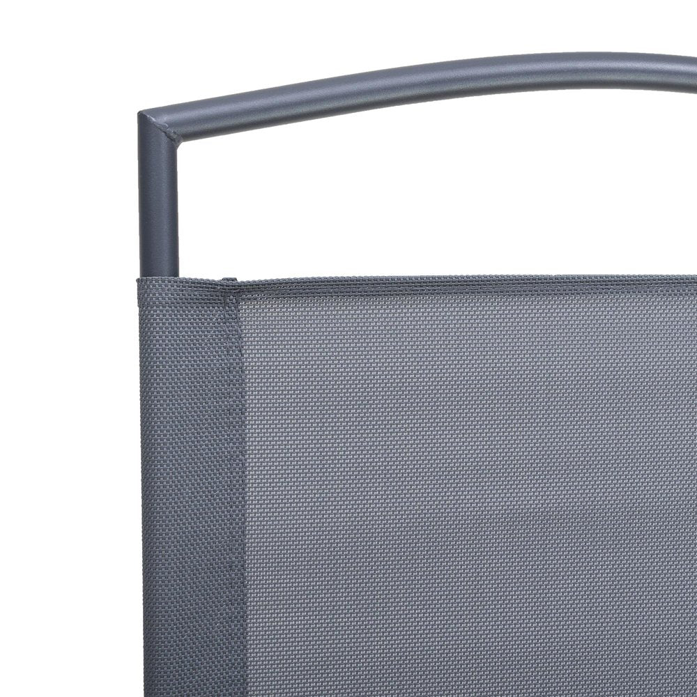 Set of Four Gray Woven Aluminum Sling Outdoor Folding Dining Chairs