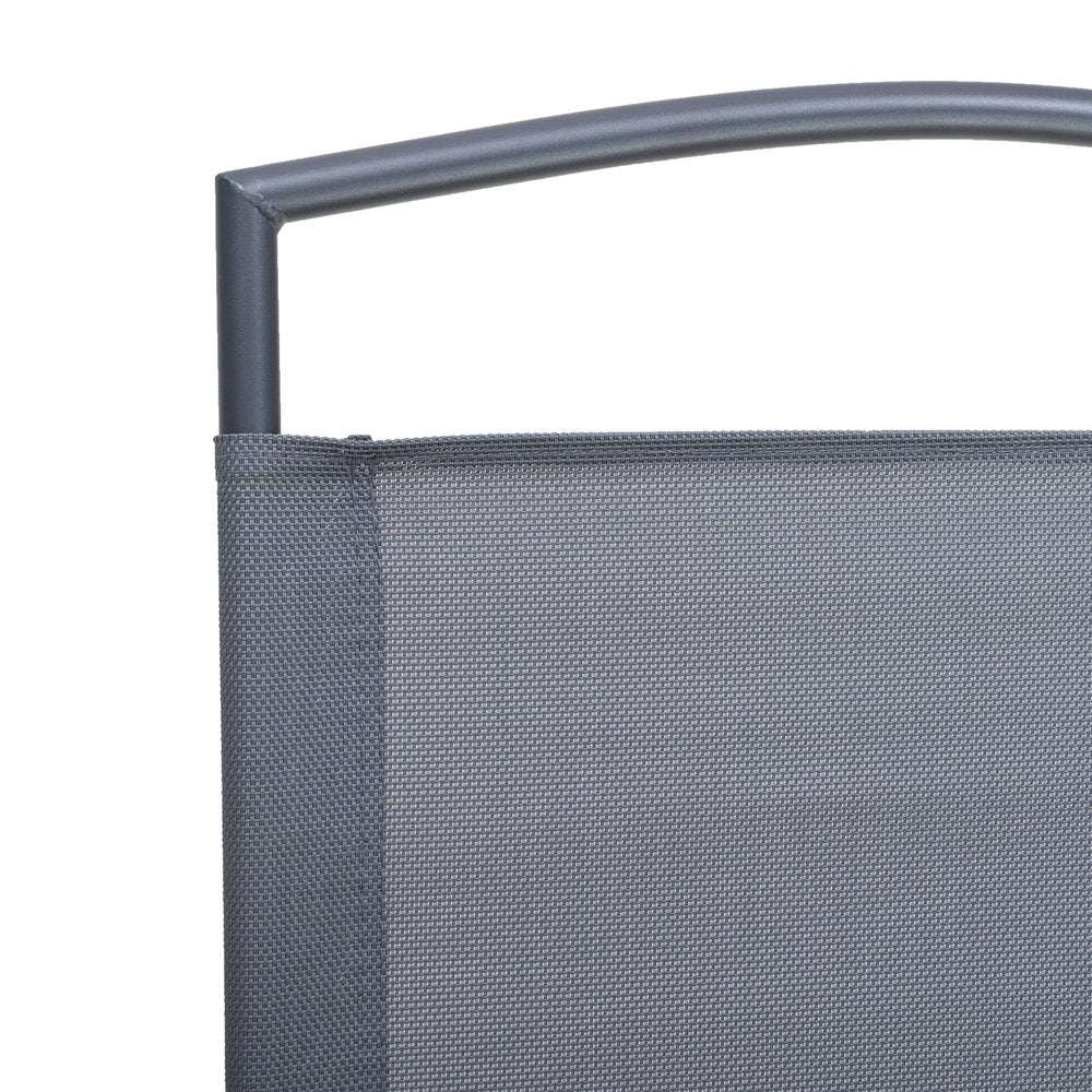 Set of Four Gray Woven Metal Sling Outdoor Folding Dining Chairs
