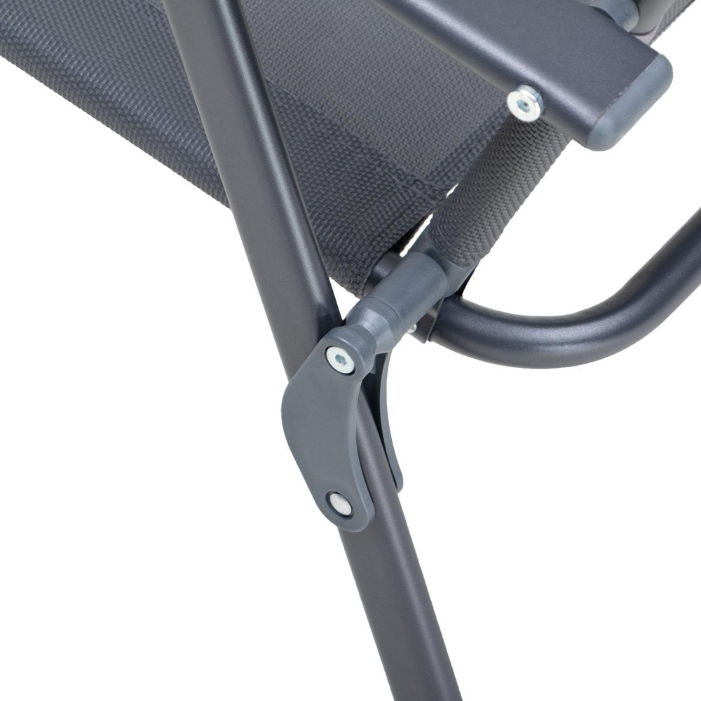 Set of Four Gray Woven Aluminum Sling Outdoor Folding Dining Chairs