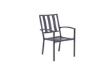 Set of Two Dark Gray Aluminum Outdoor Stacking Dining Chairs with Beige Cushion